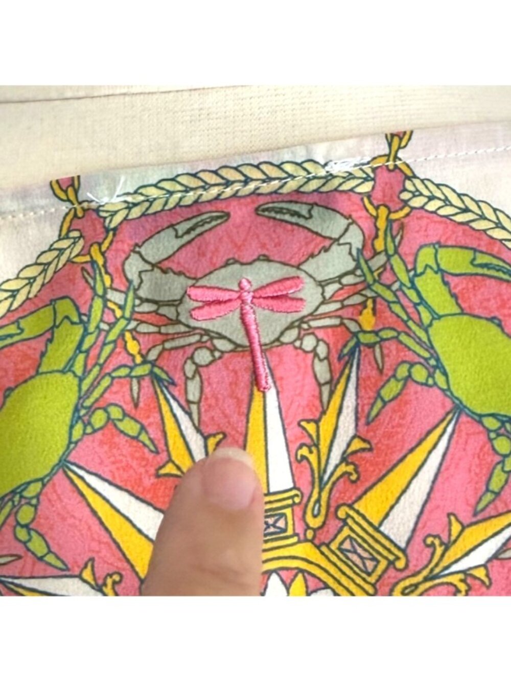 size L/XL Tyler Boe silk caftan coral pink white orange blue beach cover up - Picture 3 of 10